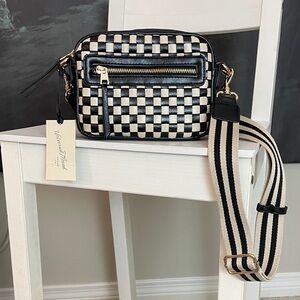 Universal Thread Camera Checkered Black and White Crossbody Faux Leather Bag NWT